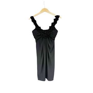 EN Focus Studio Y2K Style Black Babydoll Floral Appliqué Style Black Dress 8